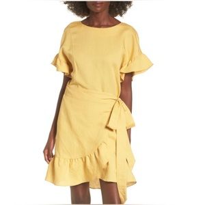ASTR | The Label Ruffle Linen Blend Wrap Dress